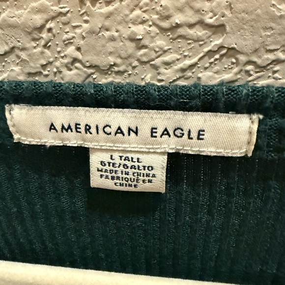 American Eagle Thermal Ribbed Shirt Dress | Casual Emerald Green | Fall Vibes - Picture 3 of 3